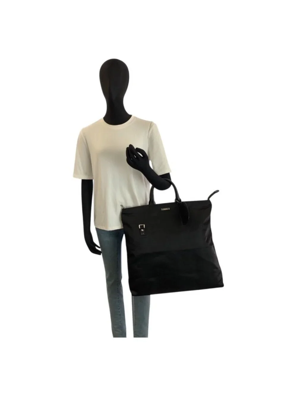 Gucci Black Silver Nylon 019 Tote Shoulder Bag 2-Way